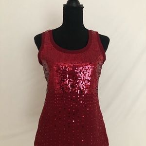 Women”s SZ Small Red Sequin Tank Top